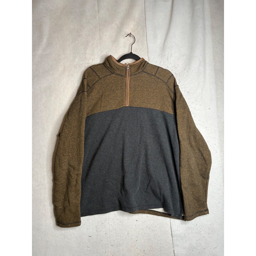 Dakota Grizzly Mens XL Quarter Zip Pullover Brown Charcoal Colorblock Sweater - Picture 1 of 12